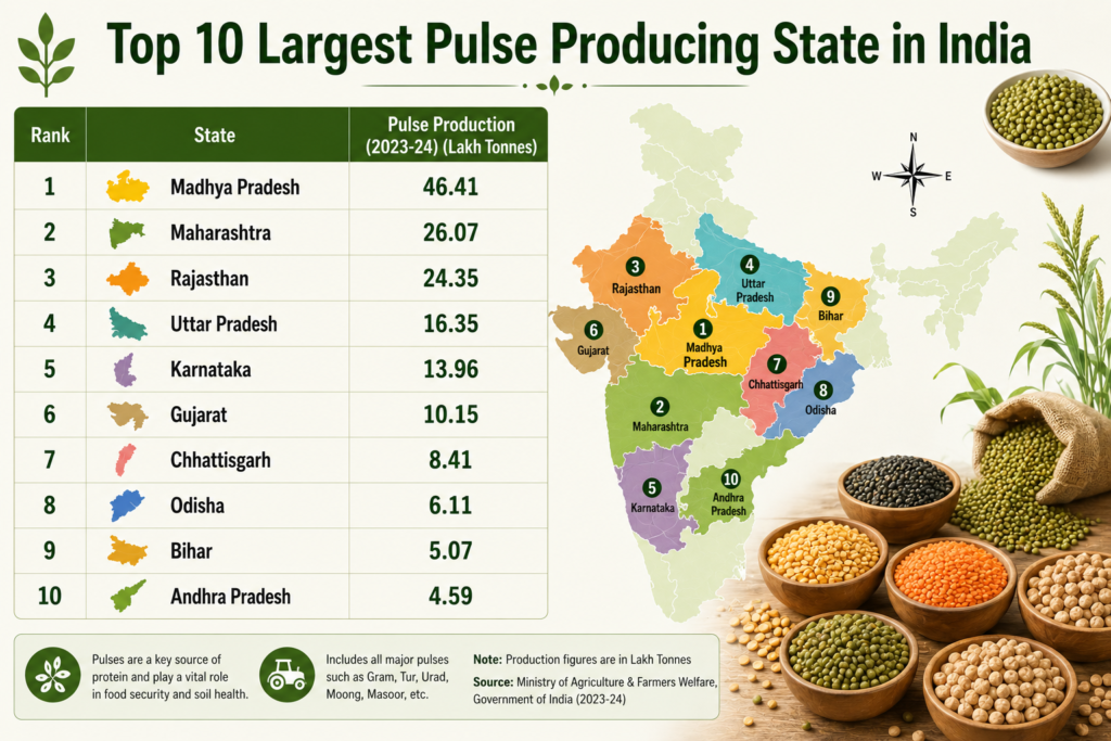 top 10 Largest Pulse Producing State in India