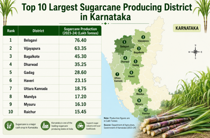 top 10 Largest Sugarcane Producing District in Karnataka